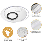 Yescom Modern Circle Ceiling Flush Light with Remote 70W 30 in. Image