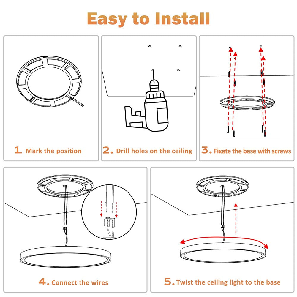 Yescom 2ct/pk 32W 16 in. Modern Ceiling Flush Light Dimmable Image