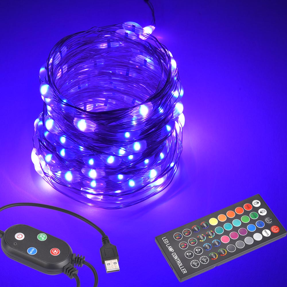 Yescom LED Christmas Light APP Bluetooth Remote Control Mulit-Color 33ft Image