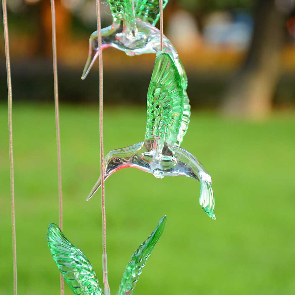 Yescom Solar LED Wind Chime Color Changing Decor Light Hummingbird Image