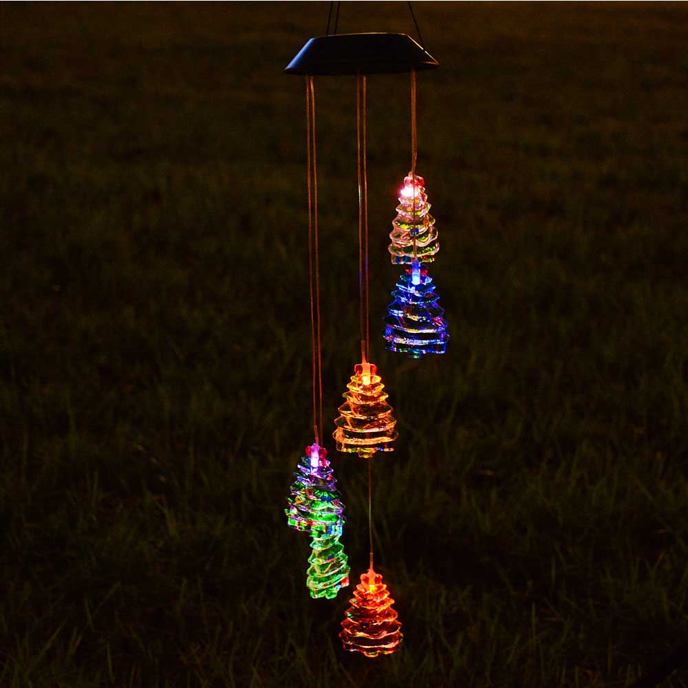 Yescom Solar LED Wind Chime Color Changing Decor Light Christmas Tree Image