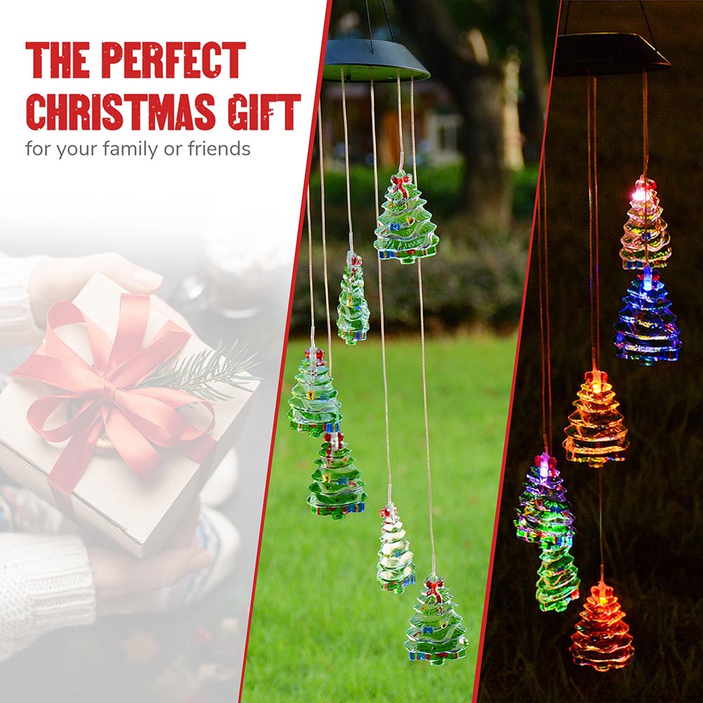 Yescom Solar LED Wind Chime Color Changing Decor Light Christmas Tree Image