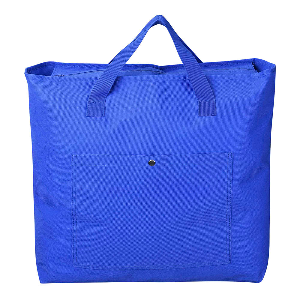 Yescom Reusable Tote Bag with Handles and Zipper Blue Polyester Image