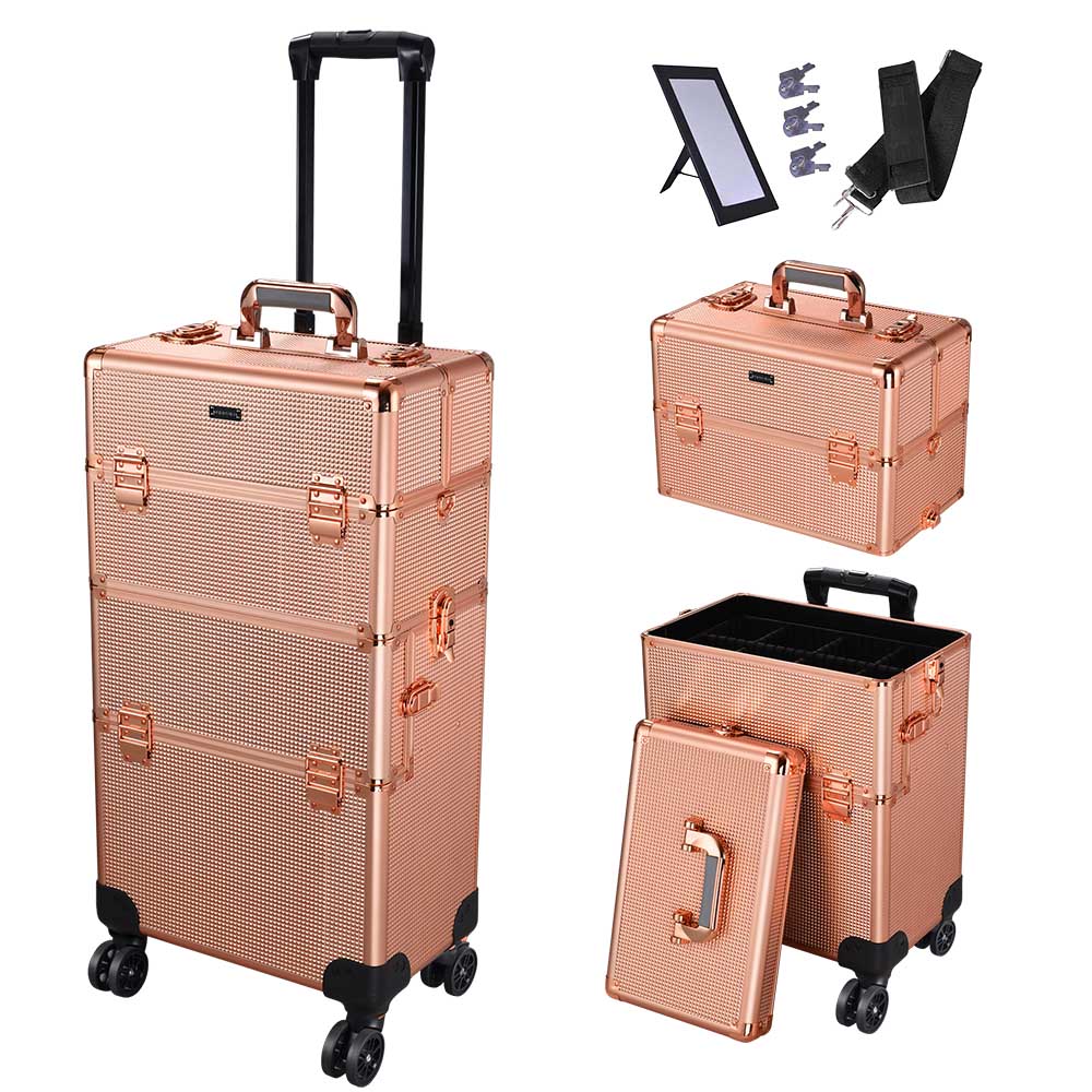 Yescom 2in1 Rolling Makeup Artist Case Lockable 4-Wheel Image