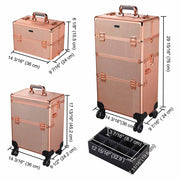 Yescom 2in1 Rolling Makeup Artist Case Lockable 4-Wheel Image