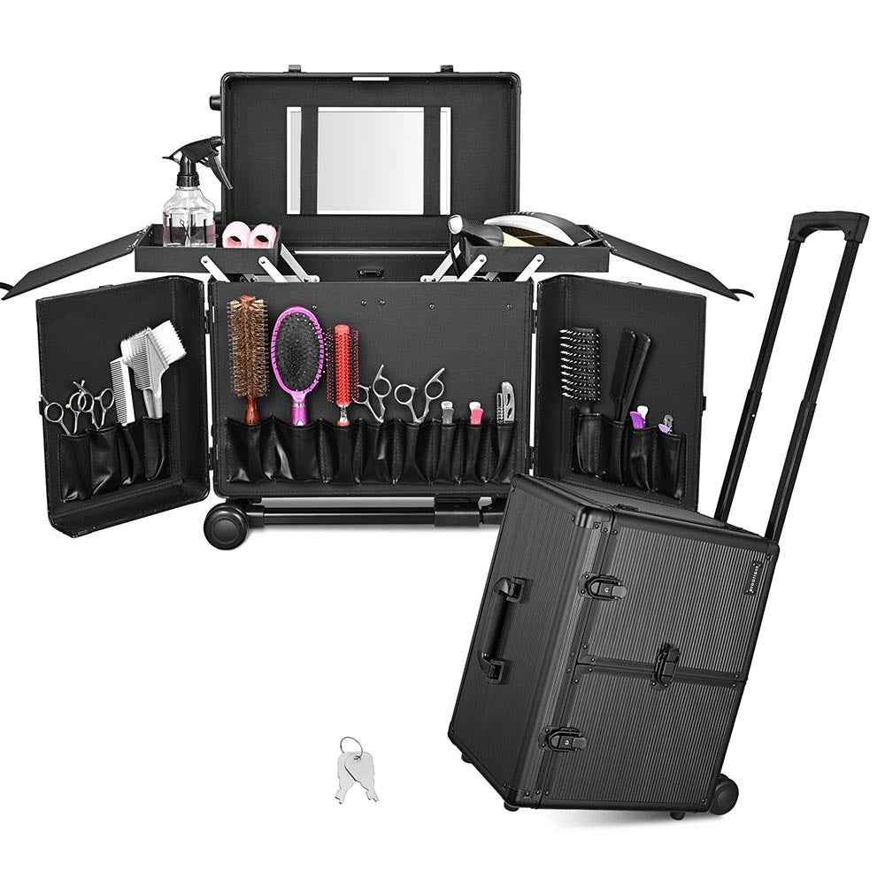 Yescom Beauty Salon Hairdressing Barber Rolling Case, Black Image