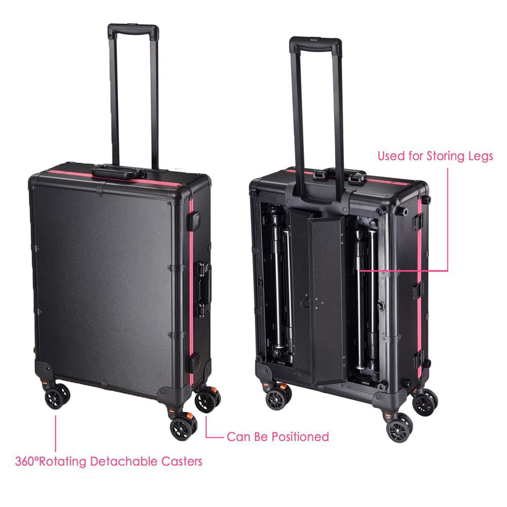 Yescom Rolling Studio Makeup Case with Lighted Mirror & Legs, XL Image