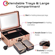 Yescom Rolling Studio Makeup Case with Lighted Mirror & Legs, L Image