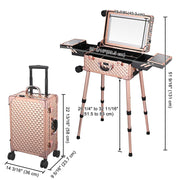 Yescom Rolling Studio Makeup Case with Lighted Mirror & Legs, L Image