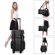 Yescom 2 in 1 Rolling Makeup Suitcase with Drawers Nylon Image