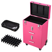 Yescom Pink Rolling Makeup Case with Drawers Nail Artist Image