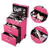 Byootique Pink Rolling Makeup Case with Drawers Nail Artist