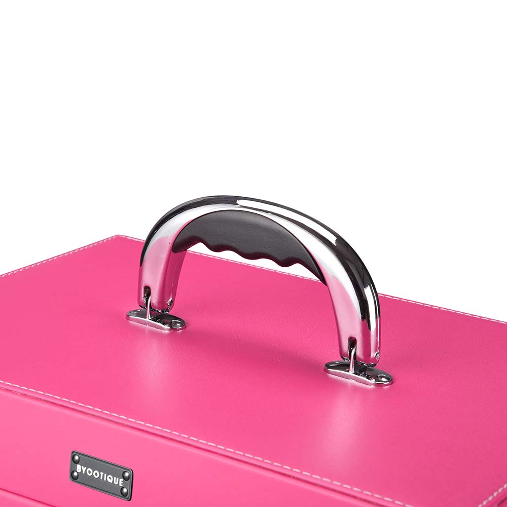 Yescom Pink Rolling Makeup Case with Drawers Nail Artist Image