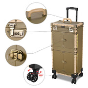 Yescom XLarge Rolling Makeup Lockable Hair Stylist Train Case Image