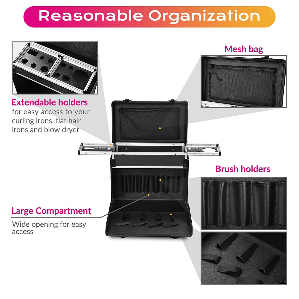 Yescom Hair Stylist Rolling Case Lock Hairdresser Tool Case Image