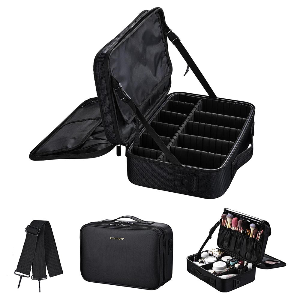 Yescom Portable Oxford Makeup Artist Soft Train Bag Case 13x9x4", Black Image