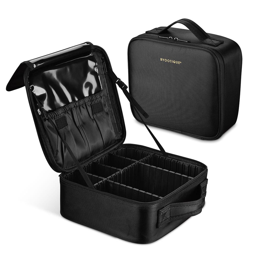 Yescom Makeup Train Case Travel Small Makeup Bag, Black Image