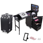 Yescom Nail Table Makeup Station Speaker Drawers Mirror, Black Image