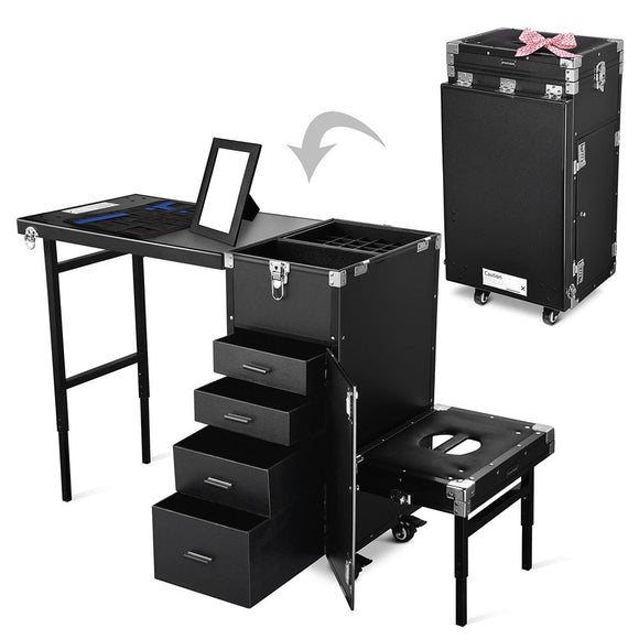 Yescom Pedicure Cart with Footrest Portable Trolley with Drawers Image