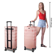 Yescom 4 in 1 Rolling Makeup Case Pink Champagne Image