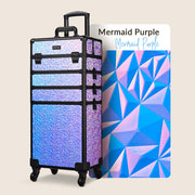 Yescom 4 in 1 Rolling Makeup Case Aluminum Keylock, Mermaid Purple Image