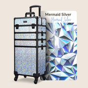 Yescom 4 in 1 Rolling Makeup Case Aluminum Keylock, Mermaid Silver Image