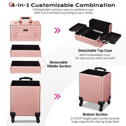 Yescom 4in1 Rolling Makeup Case Rose Gold Image