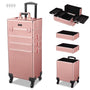 Yescom 4 in 1 Rolling Makeup Case Aluminum Keylock, Rose Gold Image