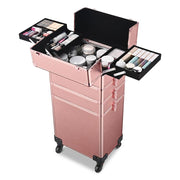 Yescom 4in1 Rolling Makeup Case Rose Gold Image