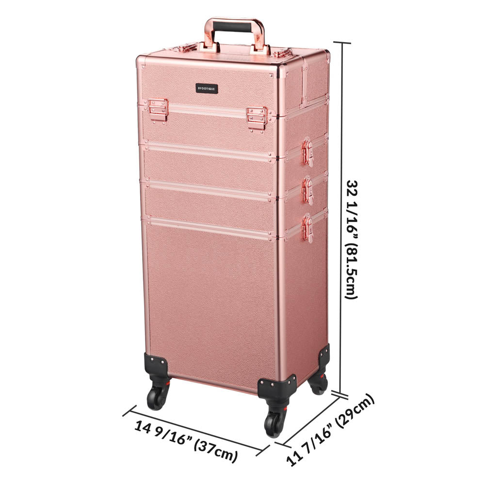 Yescom 4in1 Rolling Makeup Case Rose Gold Image