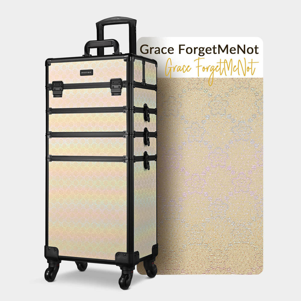 Yescom Rolling Makeup Case ForgetMeNot Artist Travel Case, Grace ForgetMeNot Image