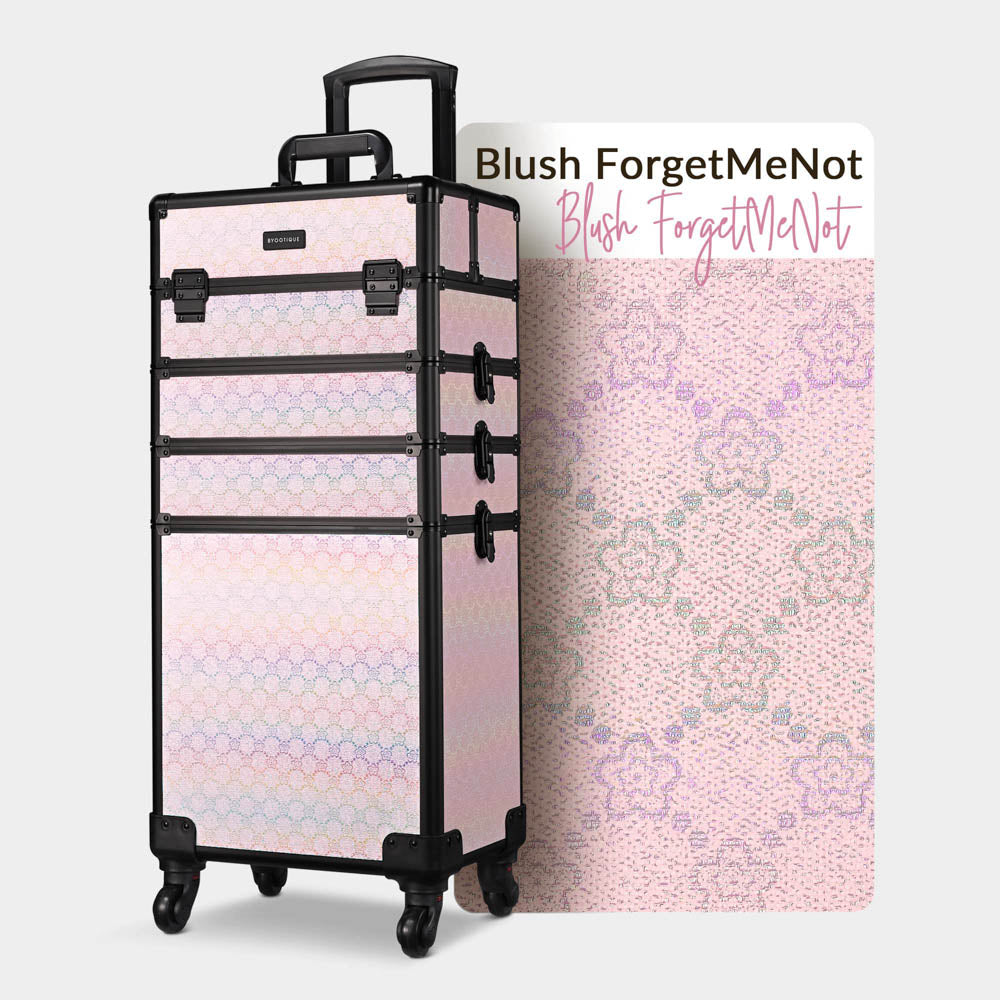 Yescom Rolling Makeup Case ForgetMeNot Artist Travel Case, Blush ForgetMeNot Image