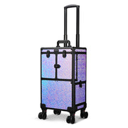 Yescom Rolling Makeup Case Lockable 4-Wheel Mermaid Purple Image