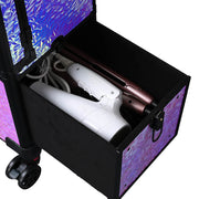 Yescom Rolling Makeup Case Lockable 4-Wheel Mermaid Purple Image