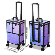 Yescom Rolling Makeup Case Lockable 4-Wheel Mermaid Purple Image