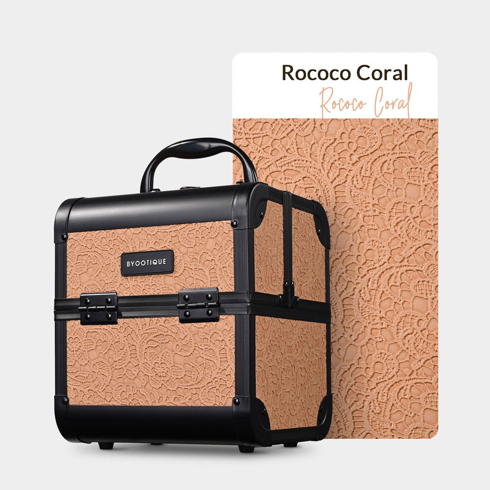 Yescom Rococo Cube Makeup Box Cosmetic Case, Rococo Coral Image