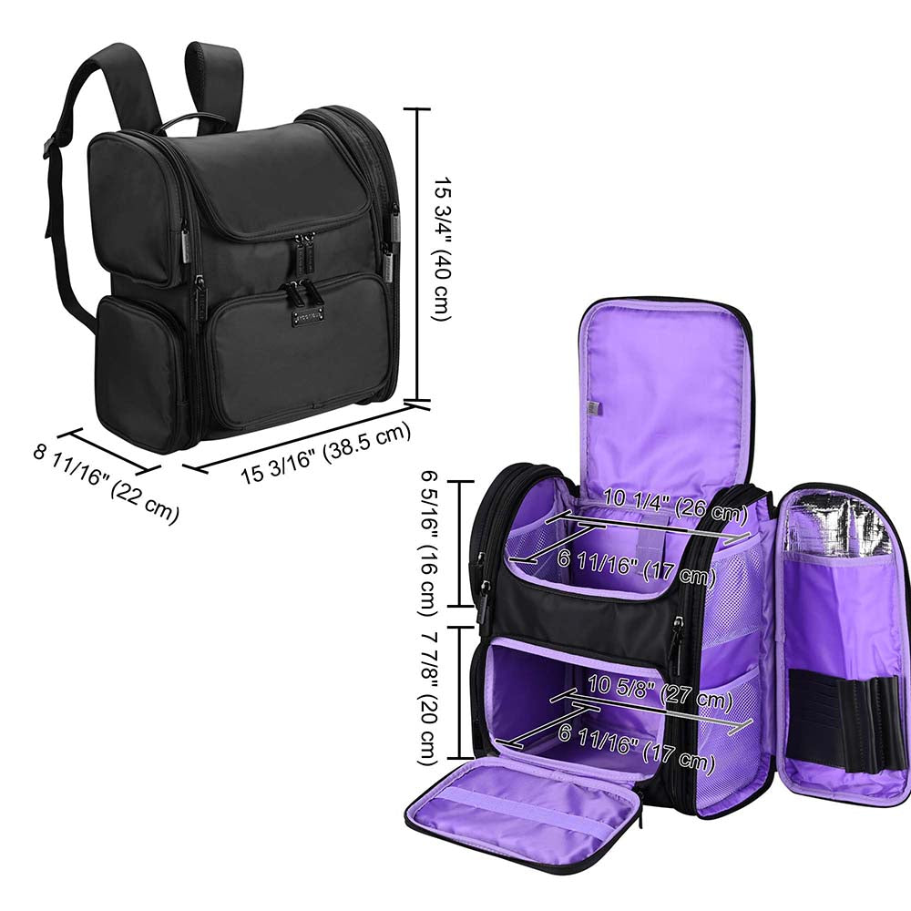 Yescom Pro Artist Makeup Barber Bag Backpack Travel Purple Image