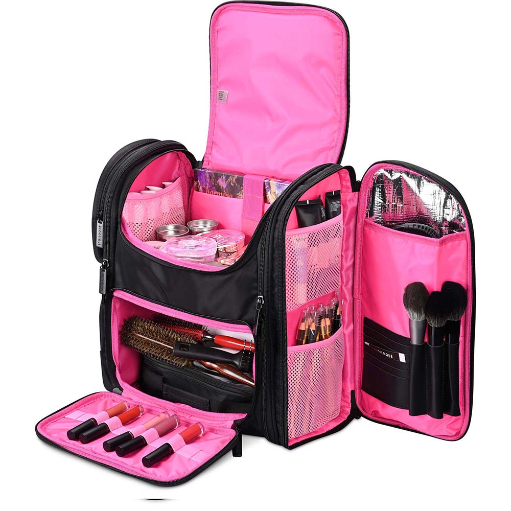 Yescom Pro Artist Makeup Barber Hairstylist Backpack Pink Image