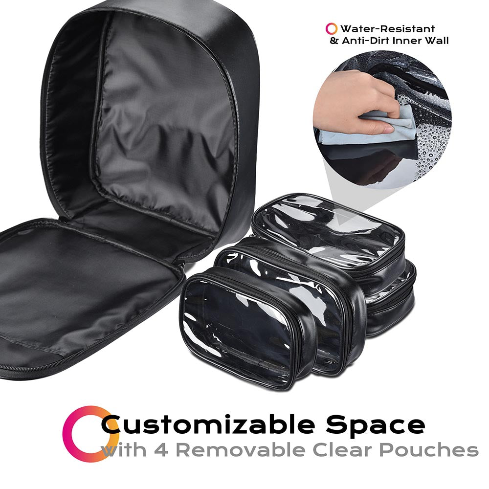 Yescom Makeup Artist Backpack w/ 4 Clear Pouches Image