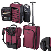 Yescom Rolling Makeup Backpack with 5 Clear Pouches, Beet Red Image