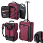 Yescom Rolling Makeup Backpack with 5 Clear Pouches, Beet Red Image