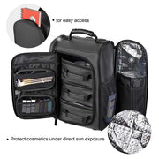 Yescom Rolling Makeup Backpack with 5 Clear Pouches Image