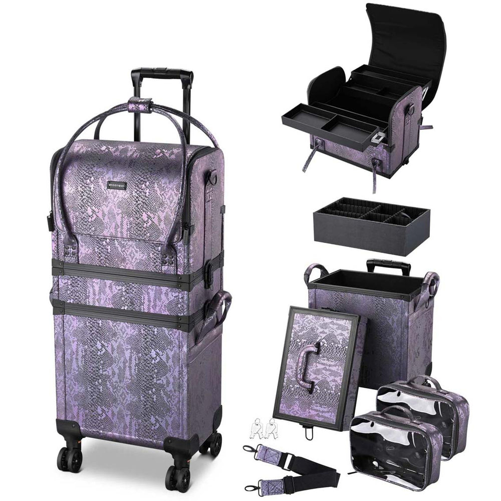 Yescom Makeup Artist Case on Wheels Hairstylist Case, Purple Image