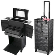 Yescom XLarge Rolling Barber Hair Stylist Makeup Case Black Image