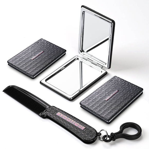 Yescom Magnifying Mirror Dual Sided with Comb Black 3ct/Pack Image