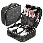 Yescom Sparkle Makeup Train Case w/ Dividers & Brush Holder Image