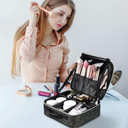 Yescom Sparkle Makeup Train Case w/ Dividers & Brush Holder Image