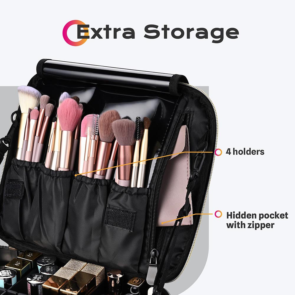 Yescom Sparkle Makeup Train Case w/ Dividers & Brush Holder Image