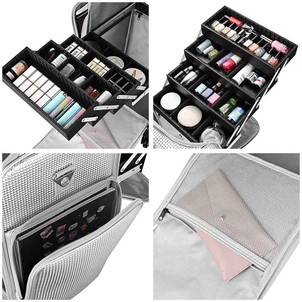 Yescom Makeup Case on Wheels with Trays & Large Capacity Image