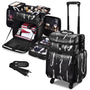 Yescom Hair Stylist Rolling Case Makeup Organizer 2-Tier, Black Image